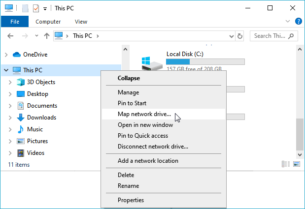 Image of Windows 10 File Explorer right-click properties menu